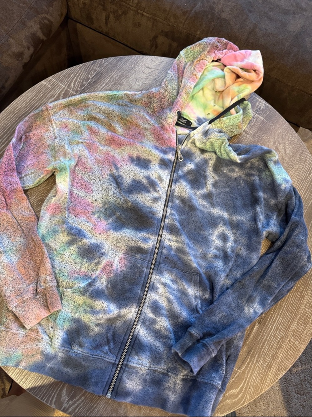 Michael Lauren Multicolor Tie-Dye Zip Hoodie - Blue, Pink, Green